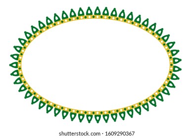 Vector green yellow Oval Decoration Traditional House of Old Jakarta, Indonesia
