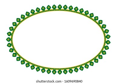 Vector green yellow Oval Decoration Traditional House of Old Jakarta, Indonesia
