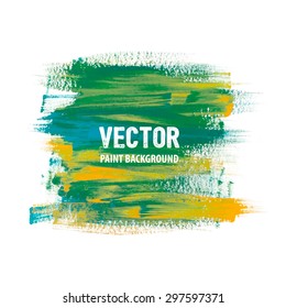 Vector green and yellow paint brush stain 