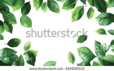 Vector greenery leaves flying movement, transparent backgrounds, cutout, copy space, nature, fresh leaves, green leaves, floral design, environmental background,