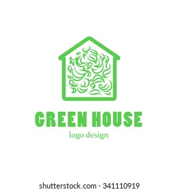 Vector greenhouse logo templates. Hothouse insignia collection.