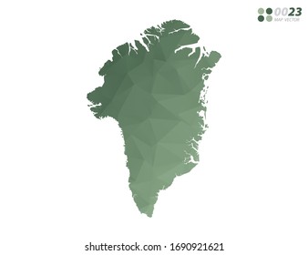 Vector of Greenland map green polygon triangle mosaic with white background. style gradient.