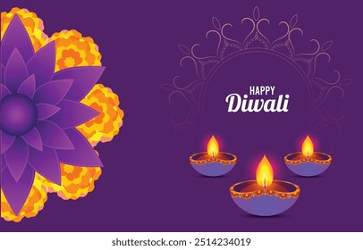 Diseño de fondo de saludo de Vector para la celebración del festival indio Diwali, Shubh Deepawali, Happy Diwali.