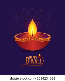 Diseño de fondo de saludo de Vector para la celebración del festival indio Diwali, Shubh Deepawali, Happy Diwali.