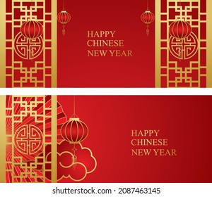 vector greeting banner design in order to strengthen the Chinese New Year with Chinese figurines 