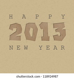 Vector greeting car. 2013 cut out on a cardboard.
