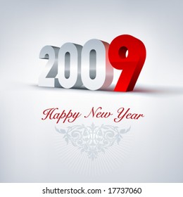 Vector greeting card 2009. Editable