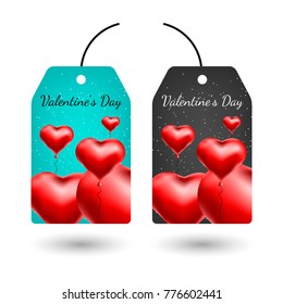 Vector greeting card with 3d hearts. Valentine s Day. Love and romance.