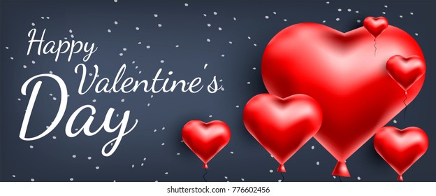 Vector greeting card with 3d hearts. Valentine s Day. Love and romance.