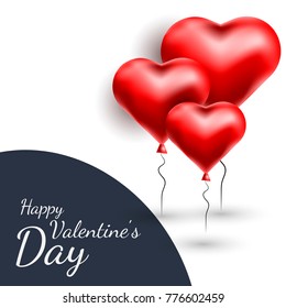 Vector greeting card with 3d hearts. Valentine s Day. Love and romance.