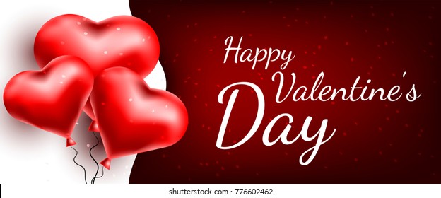 Vector greeting card with 3d hearts. Valentine s Day. Love and romance.