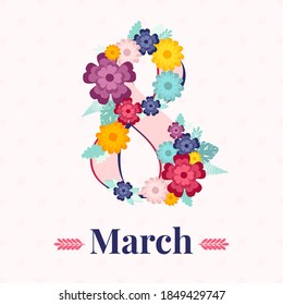 Vector greeting card 8 March - International Women's Day