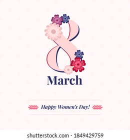 Vector greeting card - 8 March - International Women's Day