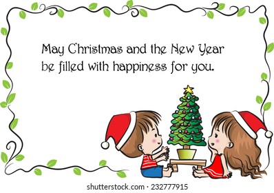 vector greeting card about merry christmas 