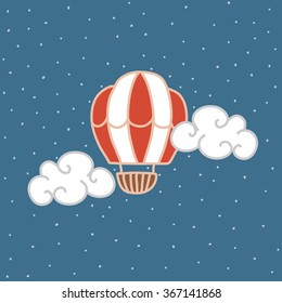 Vector greeting card with air circus ball. You can change the background. children's drawing
