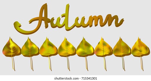 Vector greeting card with autumn birch leaves. Autumn illustration
