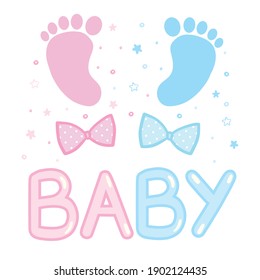 Vector Greeting Card. Baby Shower Card. Baby Announcement Card Design Element. It's A Boy, It's A Girl. Baby Shower Party Design Element.