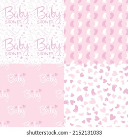 Vector greeting card. Baby shower card. Baby announcement card design element. It's a boy lettering, it's a girl lettering. Baby shower party design element.