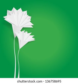 Vector greeting card background with derived paper flowers