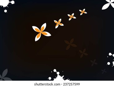 Vector greeting card background with derived paper flowers