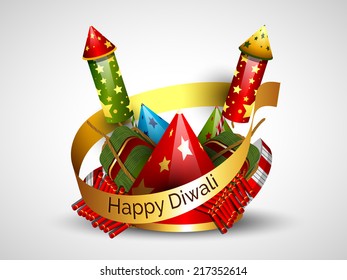 Vector greeting card or background, flyer,brochure, magazine cover for Diwali festival with crackers .can be used for print and publishing.