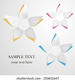 Vector greeting card background with paper flowers
