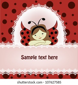 Vector greeting card with a beautiful girl