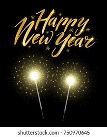Vector greeting card with bengal lights. Happy new year