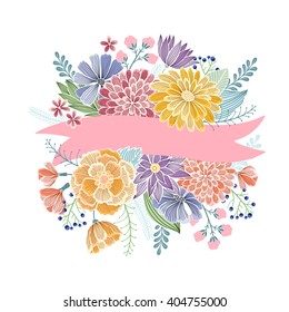 Vector greeting card, birthday, holiday, poster, flyer, brochure, invitation, wedding and save the date template design cards. Vintage floral isolated background