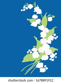 Vector greeting card with bunch of lilies of the valley
