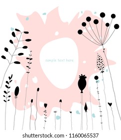 Vector greeting card with calligraphic flowers