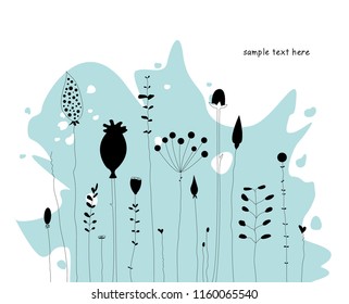 Vector greeting card with calligraphic flowers