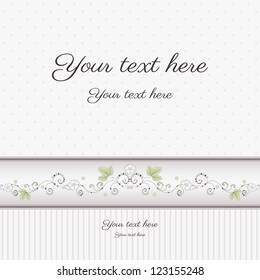 Vector greeting card. Can be used as an invitation or announcement. Strawberries with  flowers and leaves. Colors are easily editable.