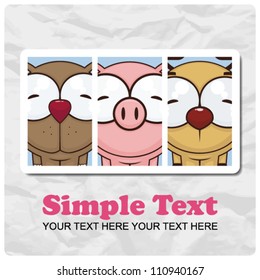 Vector greeting card with cartoon animals.