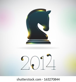 Vector greeting card - chess horse, 2014 new year