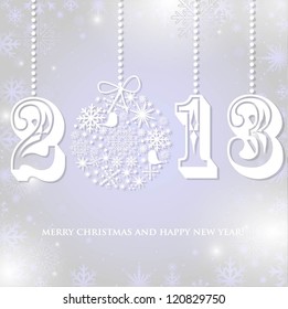 Vector greeting card with christmas ball and numbers 2013