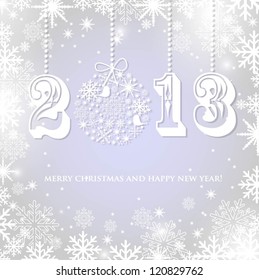 Vector greeting card with christmas ball and numbers 2013