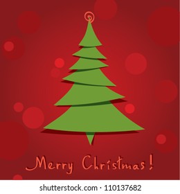 vector greeting card with christmas tree