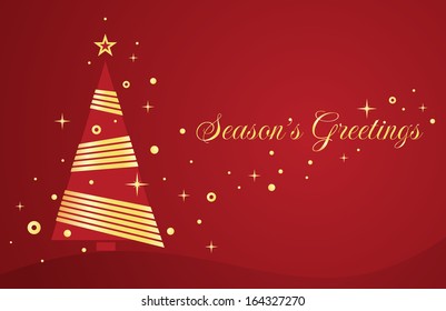 Vector greeting card with Christmas tree. Vector illustration EPS 10.