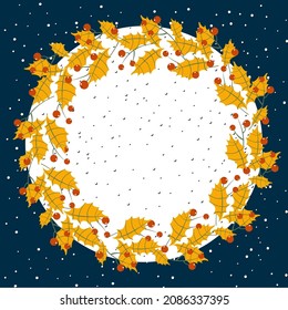  Vector greeting card Christmas tree in Figured Frame 