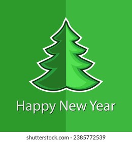 Vector greeting card with Christmas tree applique. Paper cutting Christmas tree. DIY