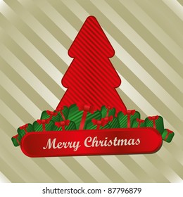 Vector greeting card with Christmas tree and gifts