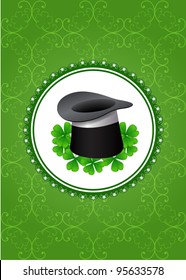 vector greeting card with clover, dedicated to Saint Patrick's Day