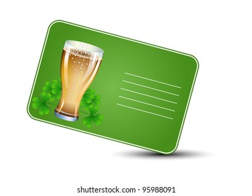 vector  greeting card with clover, dedicated to Saint Patrick's Day