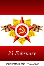 vector greeting card with congratulations to 23 february