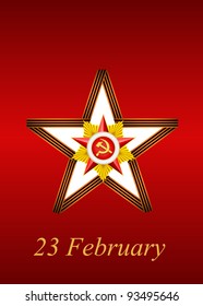vector greeting card with congratulations to 23 february