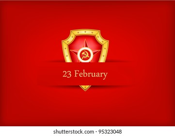 vector greeting card with congratulations to 23 february