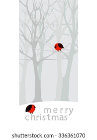 Vector greeting card with congratulations on the forest background for your design