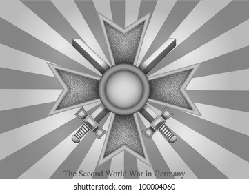 vector greeting card with congratulations to Victory Day, with German medal