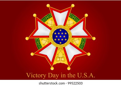 vector greeting card with congratulations to Victory Day, with American medal